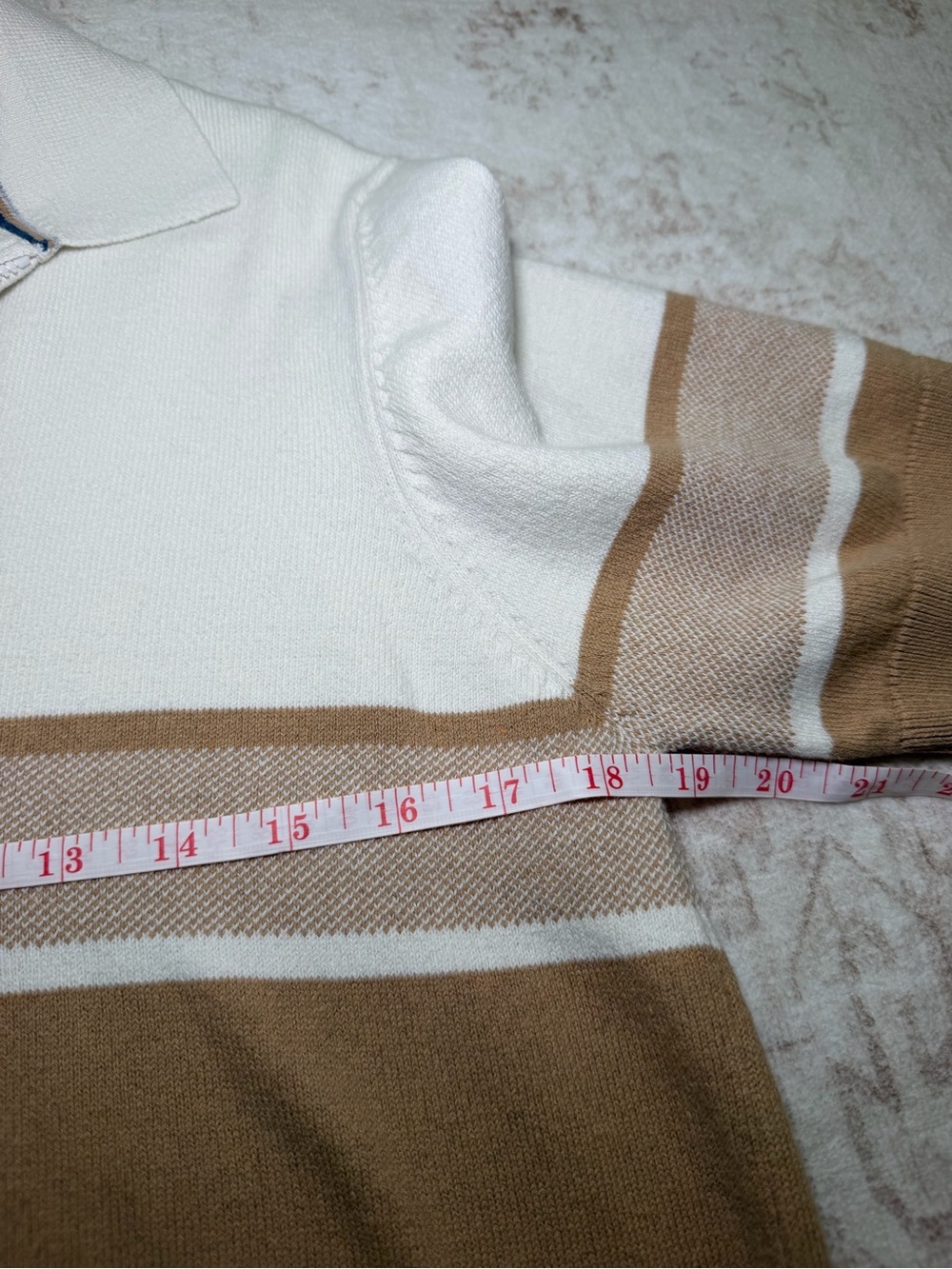 Threadbare Brown & White Colorblock Knit Polo Shirt Women’s Medium - Picture 7 of 8